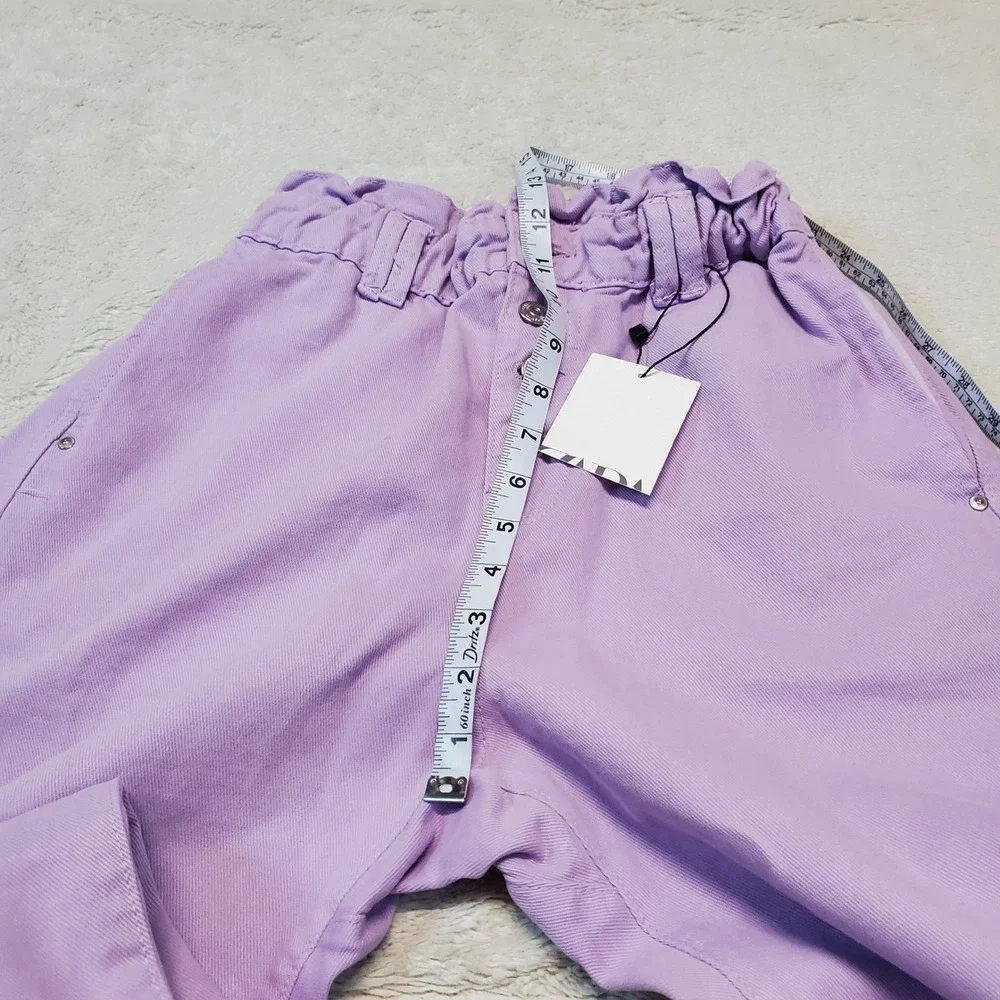 NWT Zara Purple Baggy Fit Kidcore Casual Loose Pastel High Rise Paperbag Jeans 6 - Picture 8 of 10